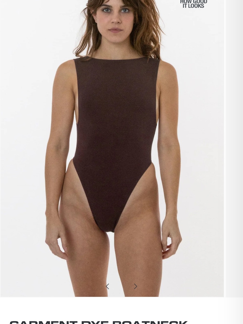 Los Angeles Apparel garment dye boatneck dance bodysuit in brown
